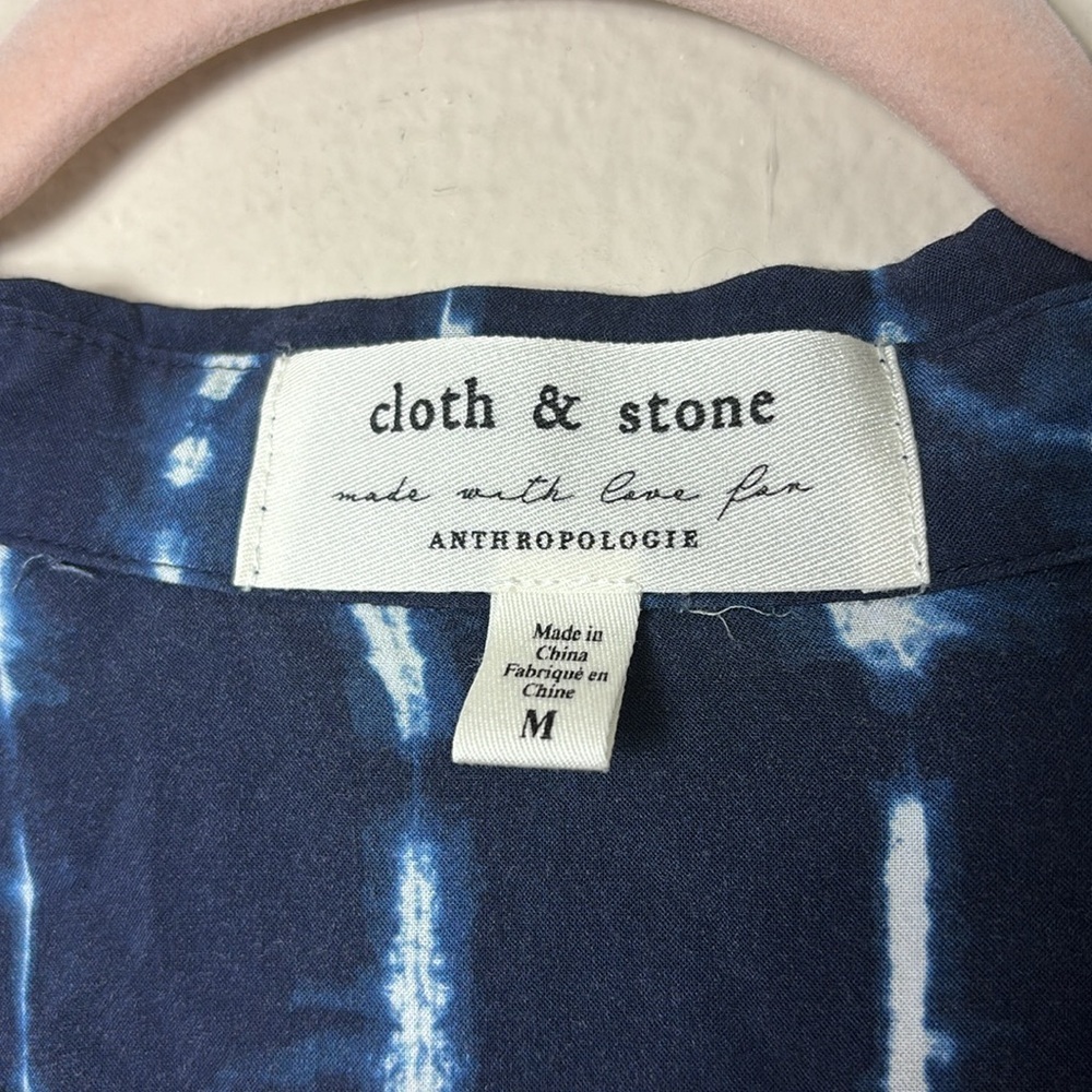Cloth & Stone x Anthropologie Robyn Tie-Dye Button down Shirt Blue White sz M - Picture 8 of 13